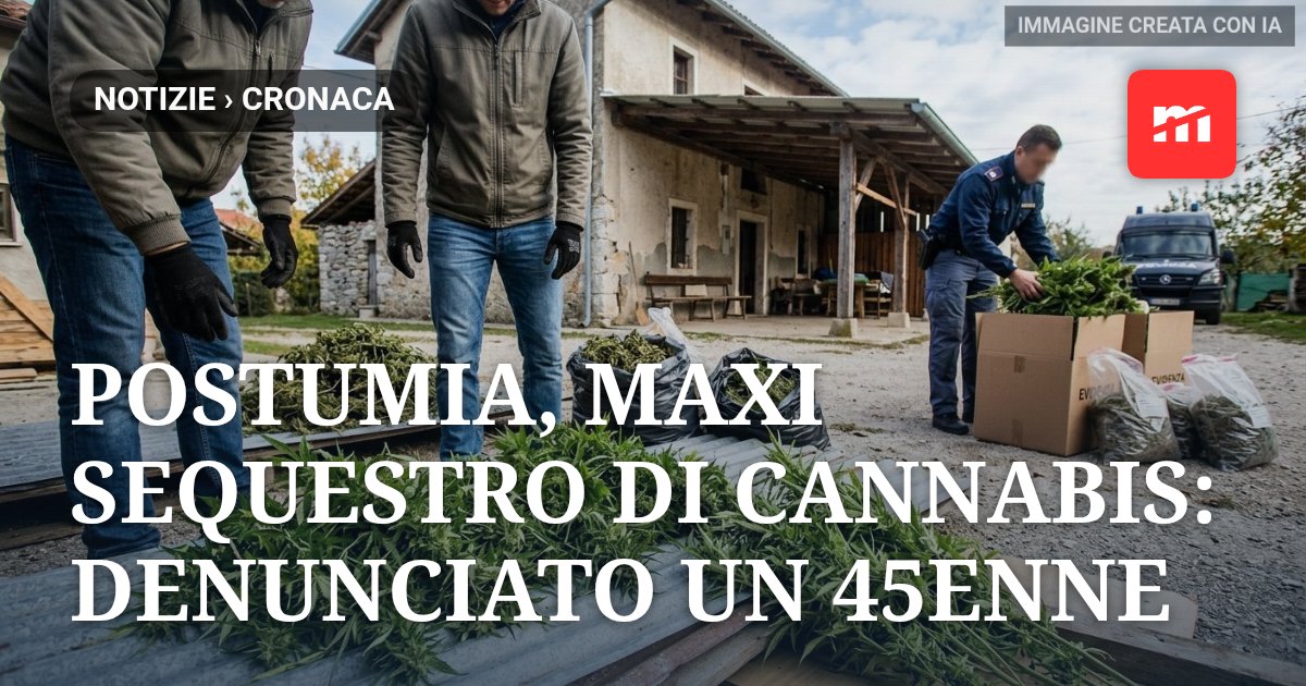 Postumia, maxi sequestro di cannabis: denunciato un 45enne