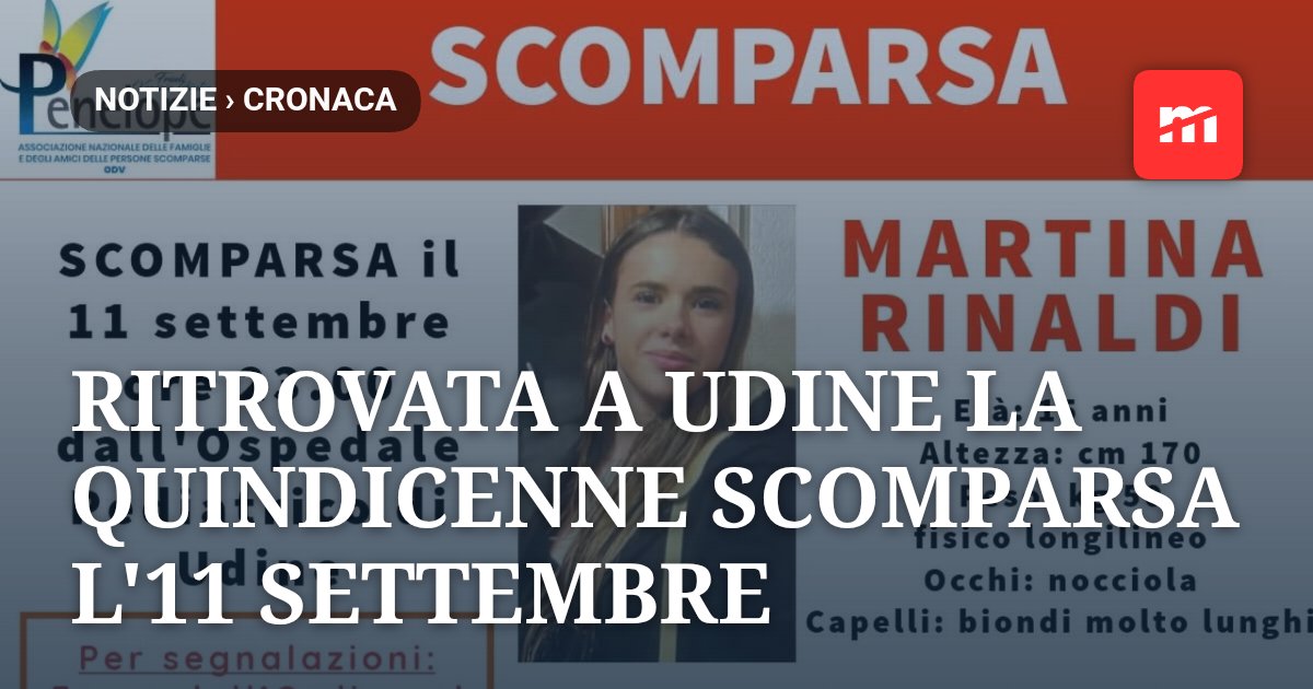 Ritrovata a Udine la quindicenne scomparsa l'11 settembre: era fuggita dall'ospedale pediatrico
