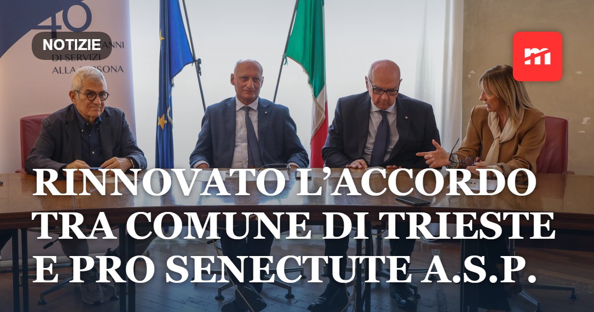 Rinnovato l’accordo tra Comune di Trieste e Pro Senectute A.S.P.