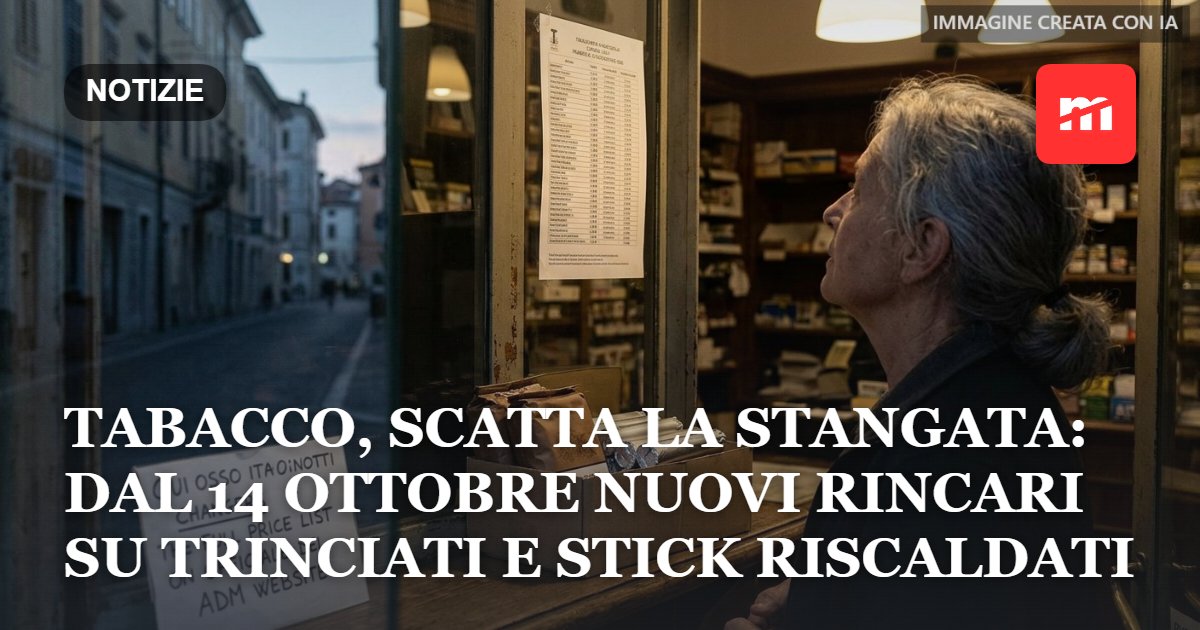 Tabacco, scatta la stangata: dal 14 ottobre nuovi rincari su trinciati e stick riscaldati