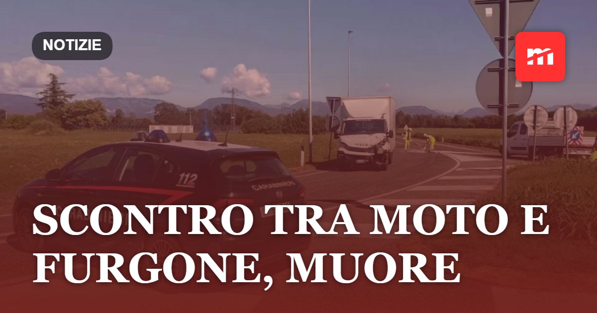Scontro tra moto e furgone, muore a 55 anni