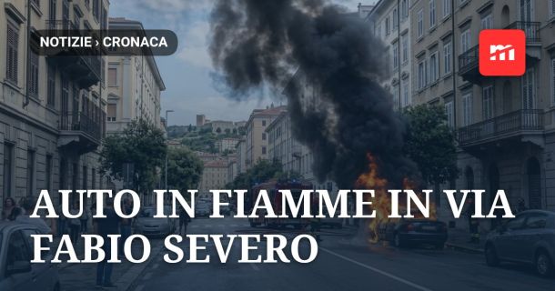 Auto in fiamme in via Fabio Severo: colonna di fumo nero tra i palazzi