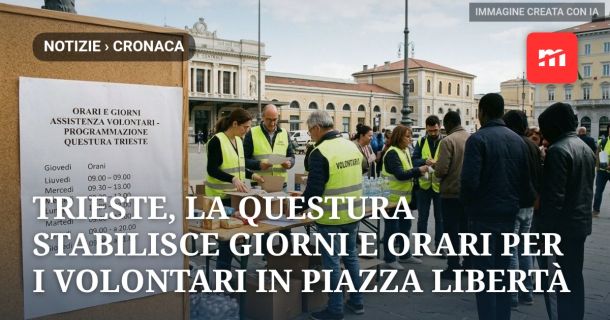 Trieste, la Questura stabilisce giorni e orari per i volontari in piazza Libertà: nuove regole per chi assiste i migranti